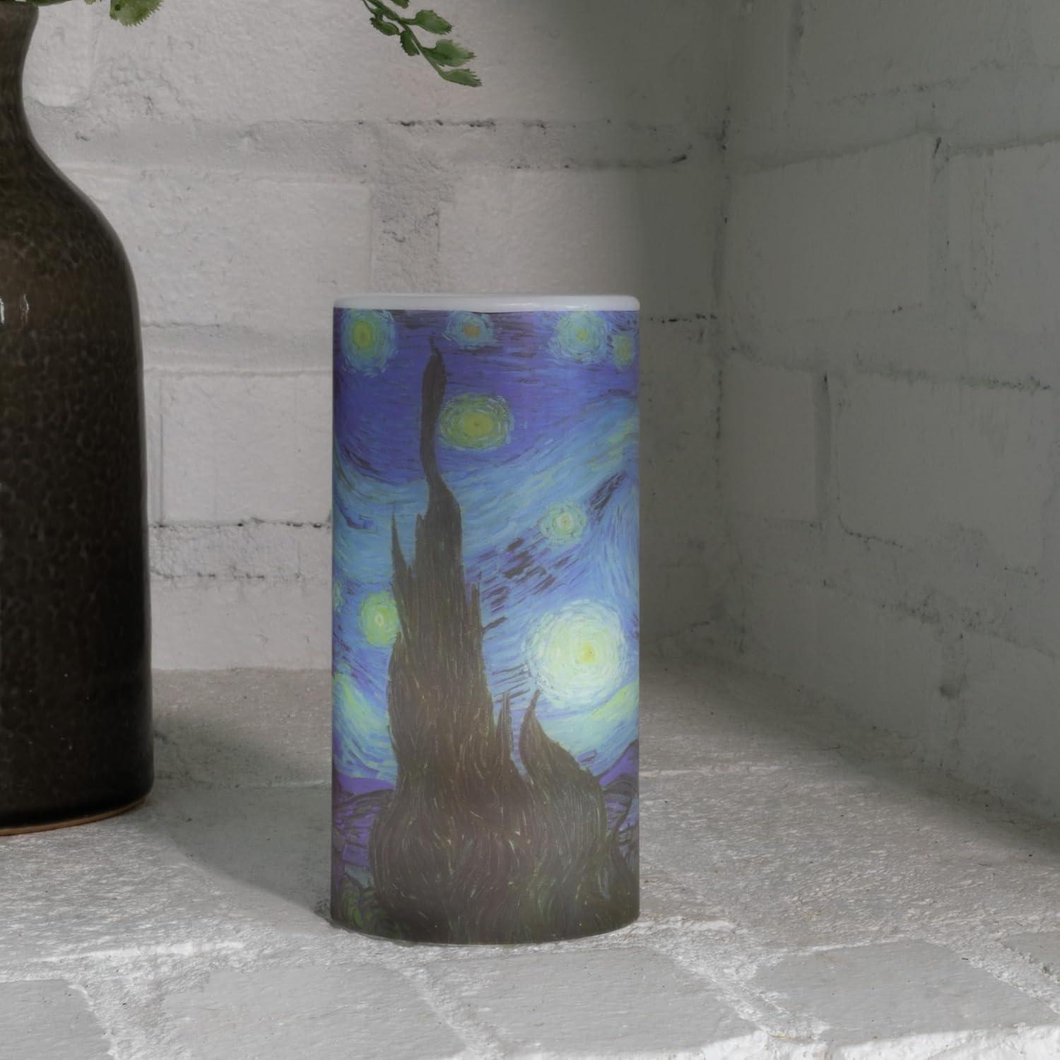 imageLavish Home Flameless Candles Van Gogh Starry Night Battery Operated Candles with Remote and Flickering Light for Home Dcor