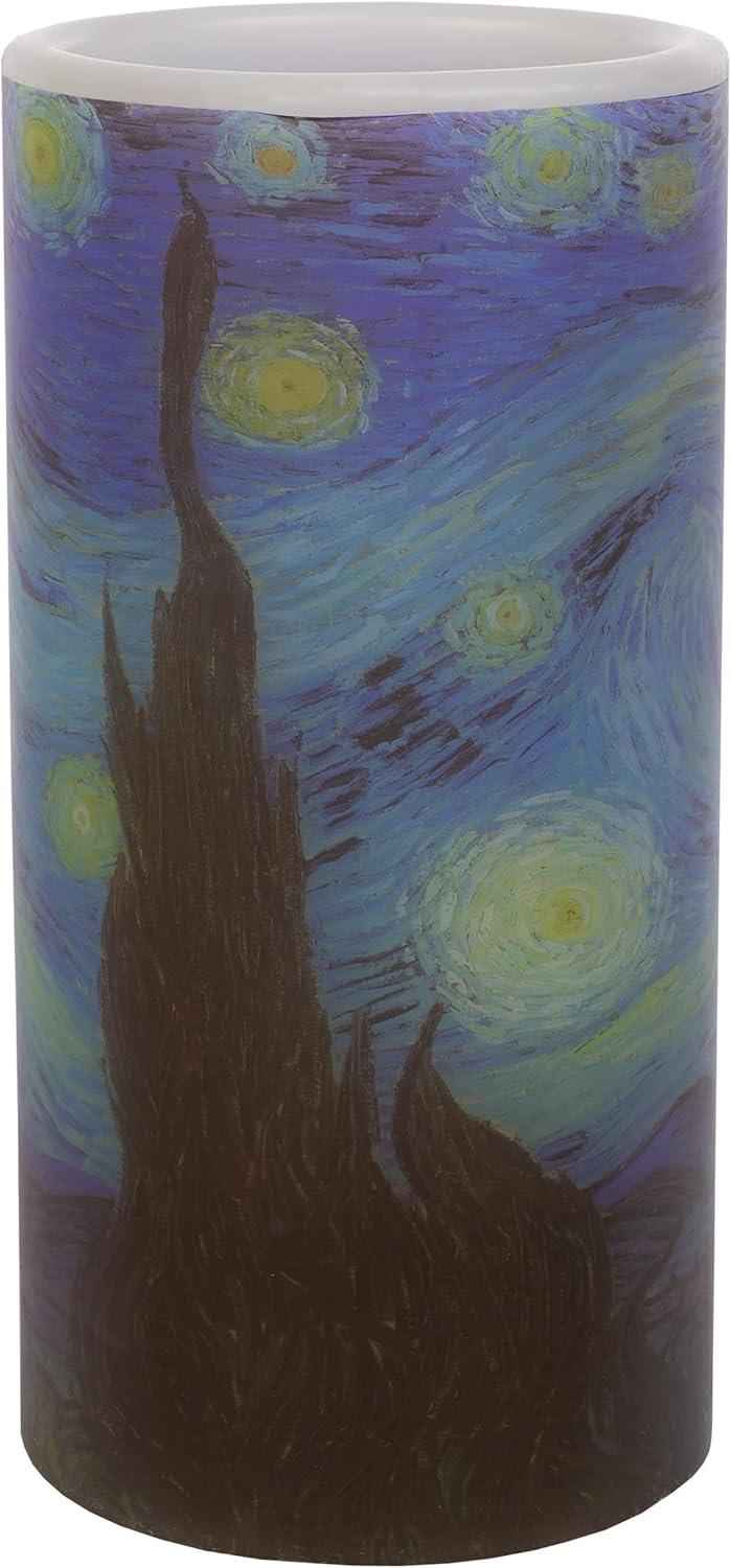 imageLavish Home Flameless Candles Van Gogh Starry Night Battery Operated Candles with Remote and Flickering Light for Home Dcor