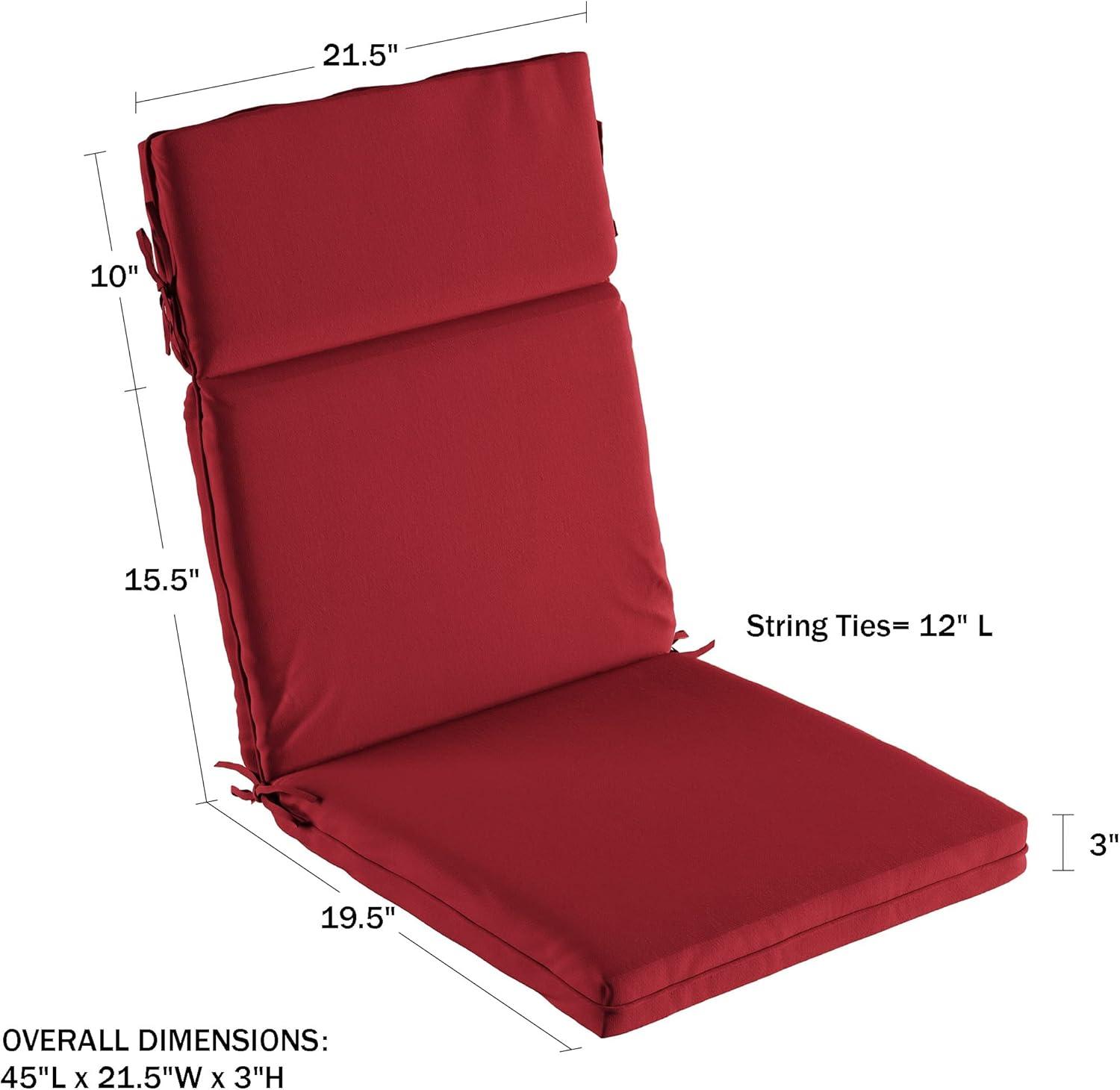 imageLavish Home HighBack Patio Cushion for Outdoor Furniture Adirondack Rocking or Dining Chairs Red Fabric with Piping ampamp Ties by LHC 1 Count Pack of 1Red