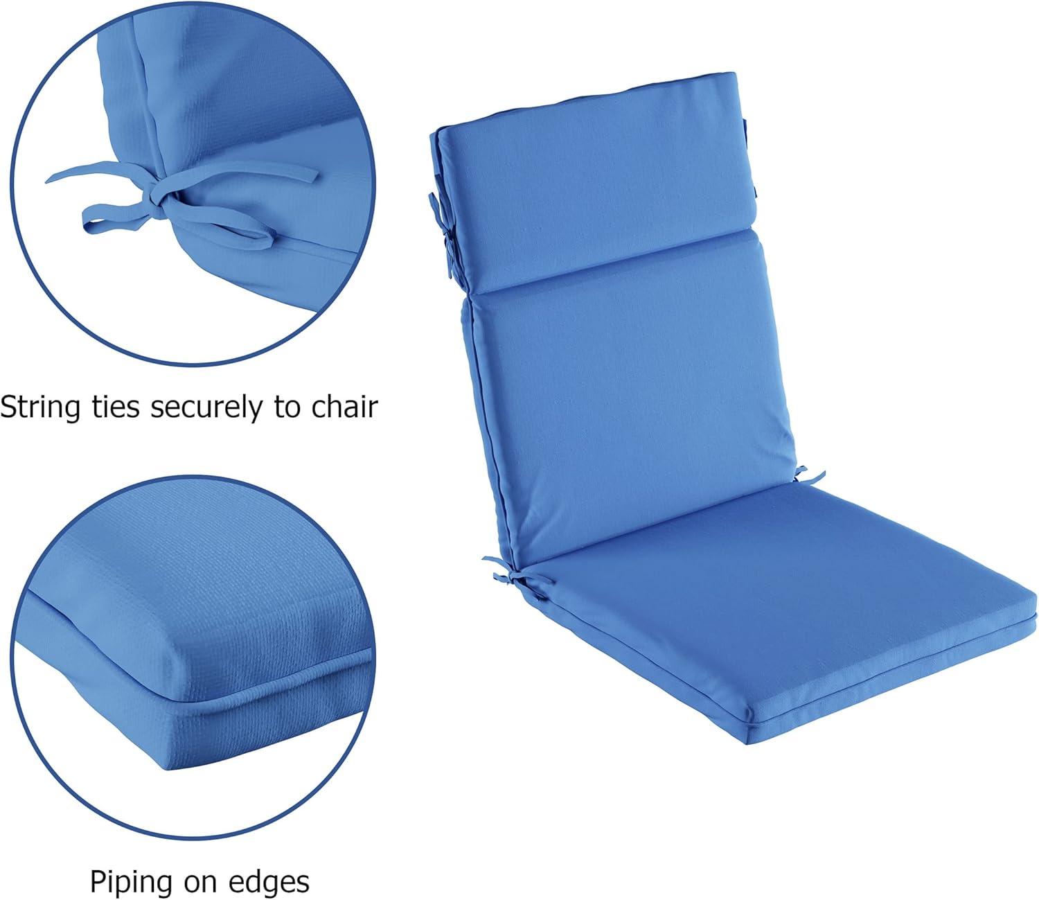 imageLavish Home HighBack Patio Cushion for Outdoor Furniture Adirondack Rocking or Dining Chairs Red Fabric with Piping ampamp Ties by LHC 1 Count Pack of 1Blue
