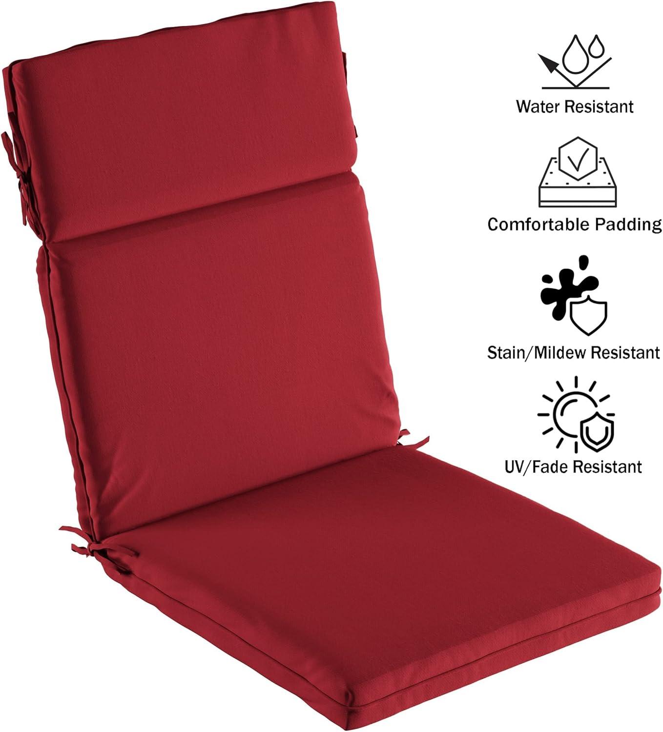 imageLavish Home HighBack Patio Cushion for Outdoor Furniture Adirondack Rocking or Dining Chairs Red Fabric with Piping ampamp Ties by LHC 1 Count Pack of 1Red