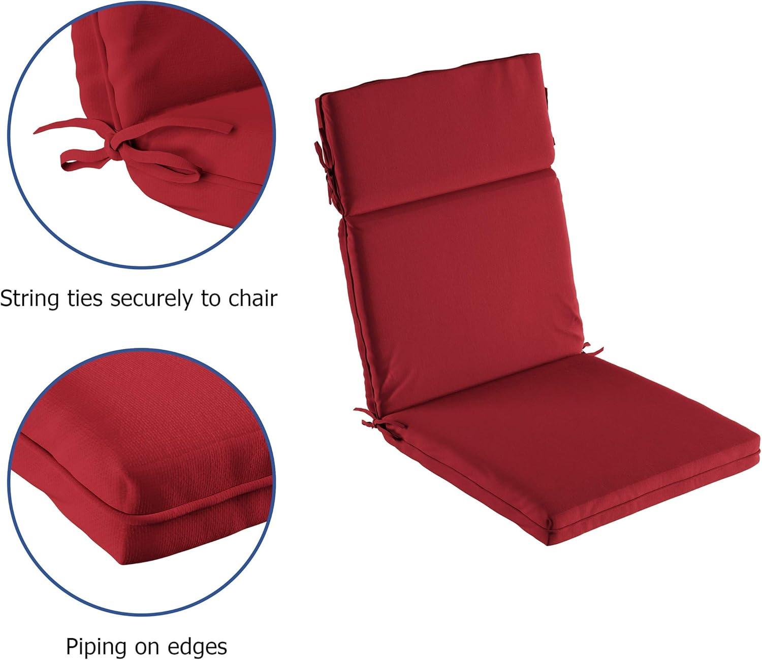 imageLavish Home HighBack Patio Cushion for Outdoor Furniture Adirondack Rocking or Dining Chairs Red Fabric with Piping ampamp Ties by LHC 1 Count Pack of 1Red