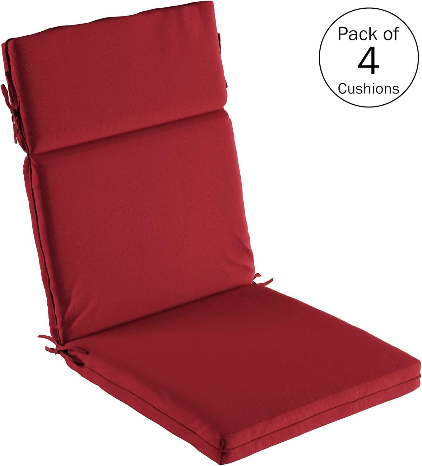 imageLavish Home HighBack Patio Cushion for Outdoor Furniture Adirondack Rocking or Dining Chairs Red Fabric with Piping ampamp Ties by LHC 1 Count Pack of 1Red