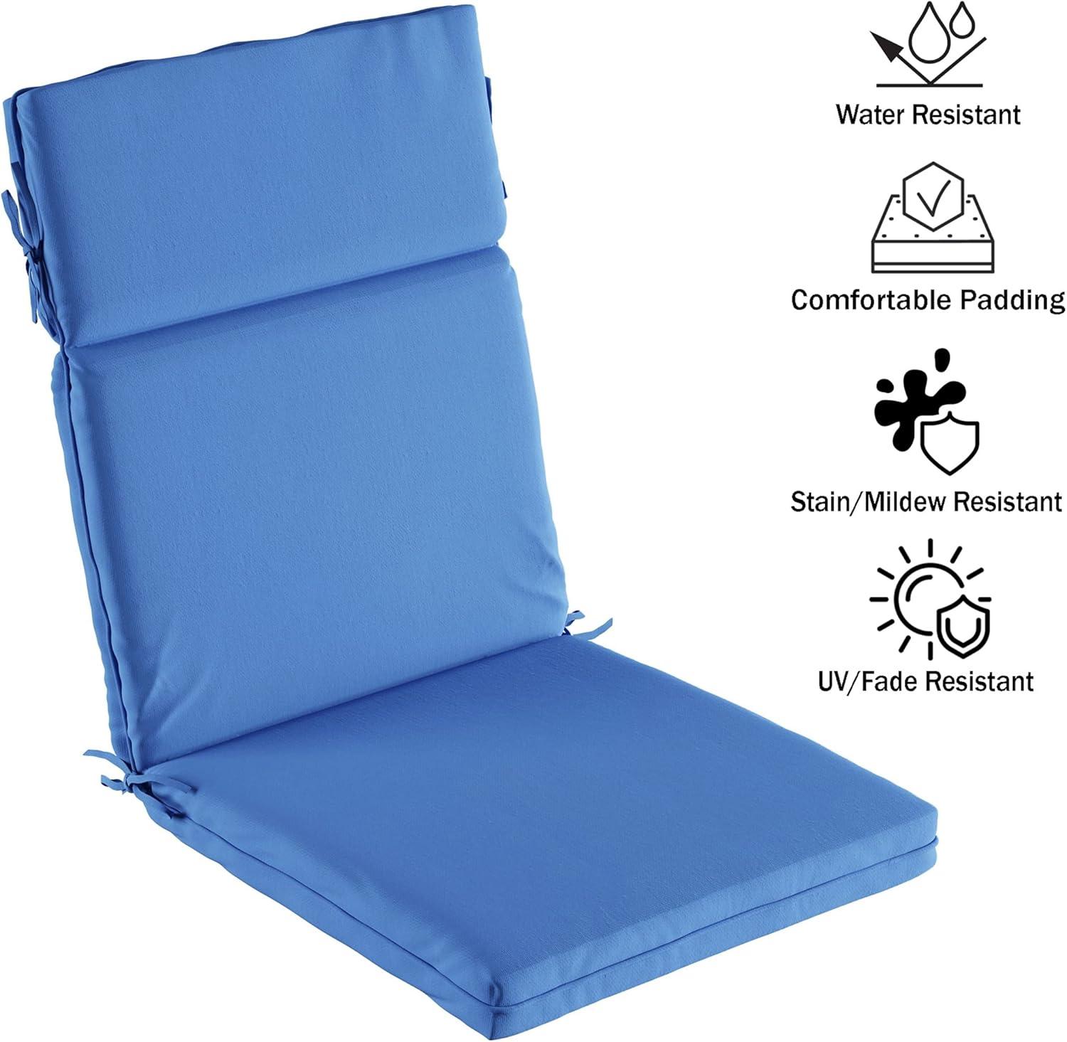 imageLavish Home HighBack Patio Cushion for Outdoor Furniture Adirondack Rocking or Dining Chairs Red Fabric with Piping ampamp Ties by LHC 1 Count Pack of 1Blue