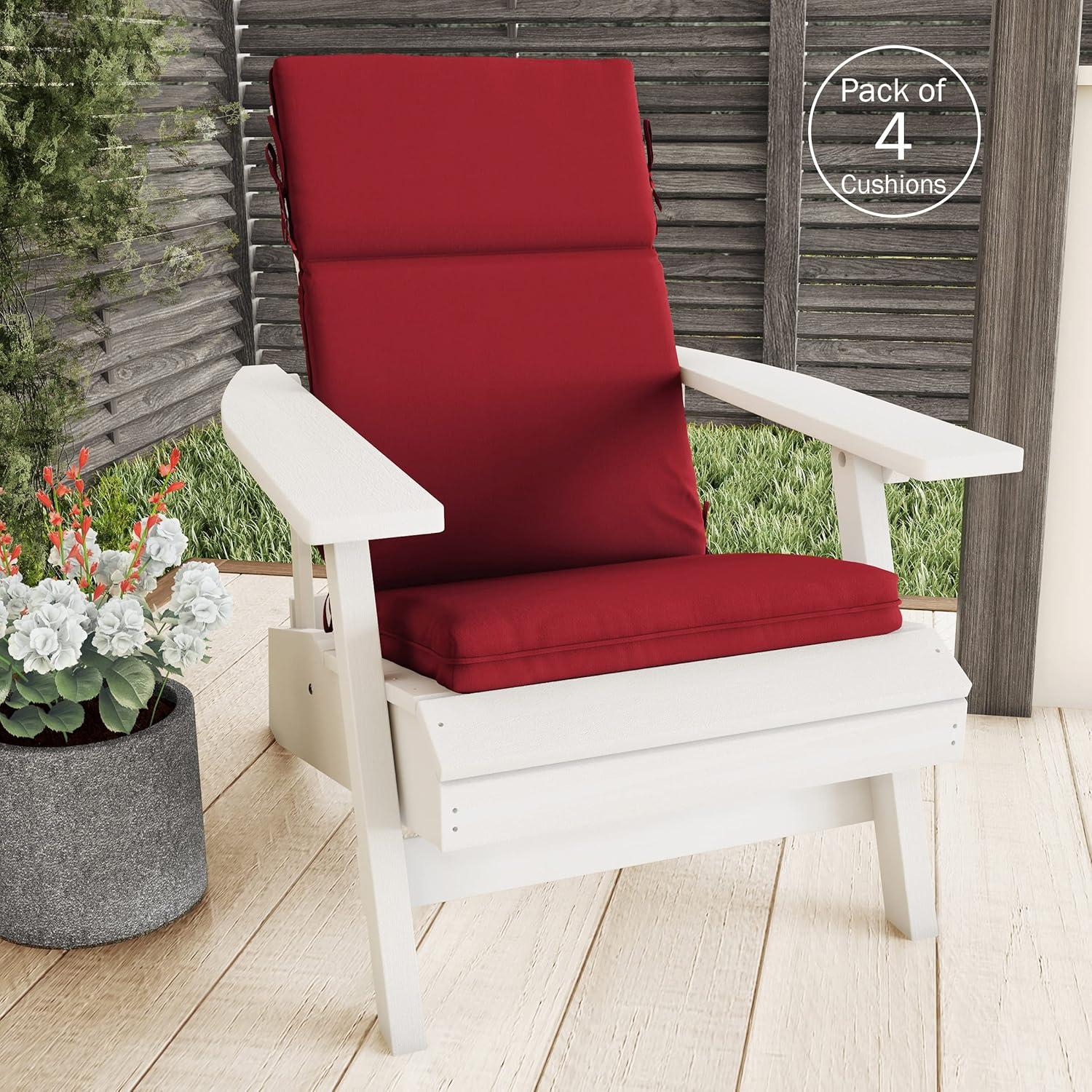 imageLavish Home HighBack Patio Cushion for Outdoor Furniture Adirondack Rocking or Dining Chairs Red Fabric with Piping ampamp Ties by LHC 1 Count Pack of 1Red