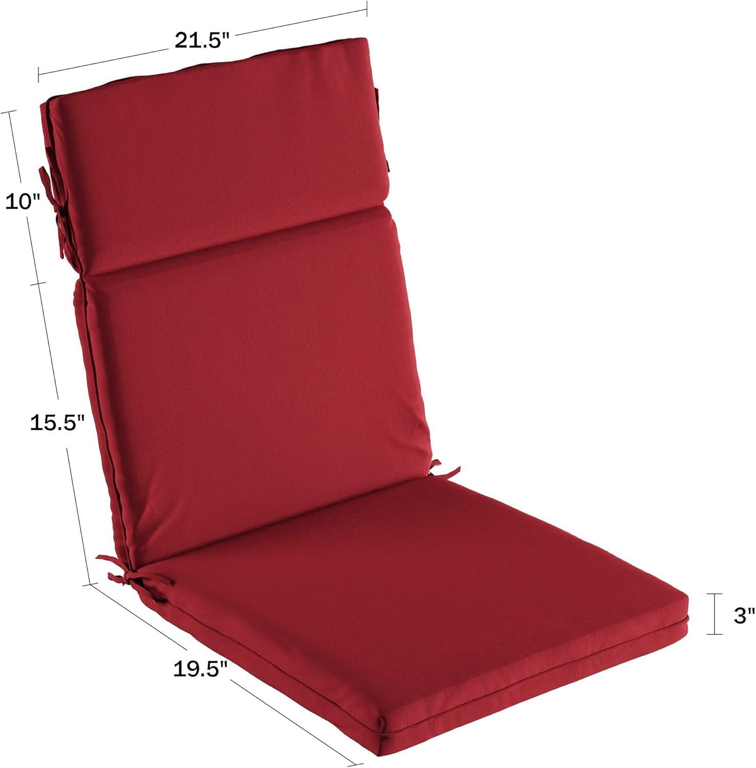 imageLavish Home HighBack Patio Cushion for Outdoor Furniture Adirondack Rocking or Dining Chairs Red Fabric with Piping ampamp Ties by LHC 1 Count Pack of 1Red