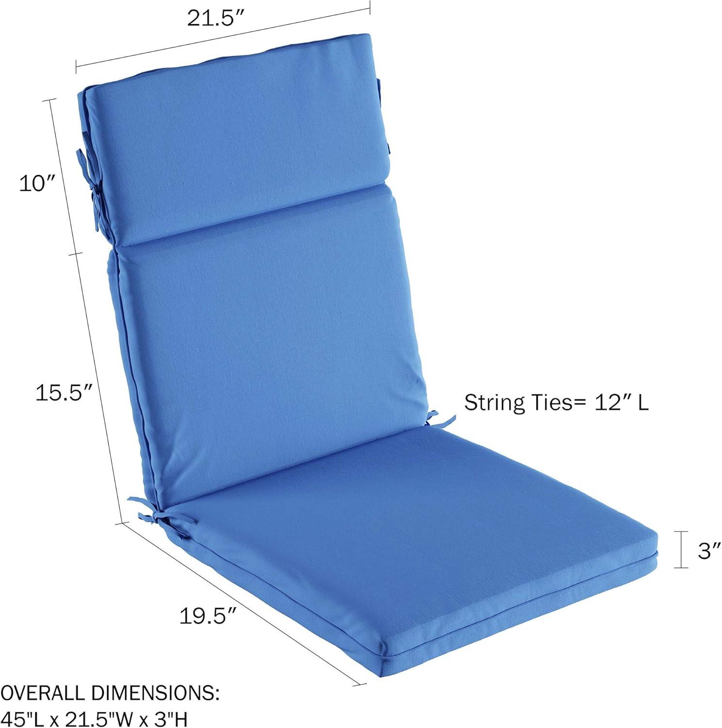 imageLavish Home HighBack Patio Cushion for Outdoor Furniture Adirondack Rocking or Dining Chairs Red Fabric with Piping ampamp Ties by LHC 1 Count Pack of 1Blue