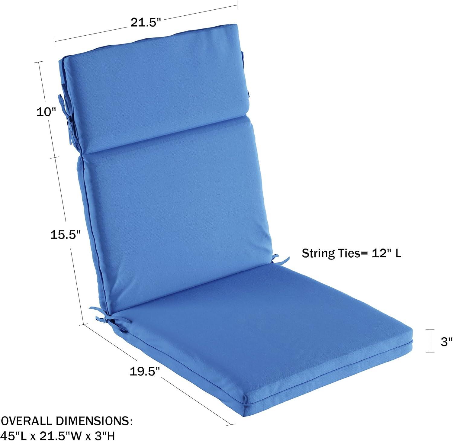 imageLavish Home HighBack Patio Cushion for Outdoor Furniture Adirondack Rocking or Dining Chairs Red Fabric with Piping ampamp Ties by LHC 1 Count Pack of 1Blue