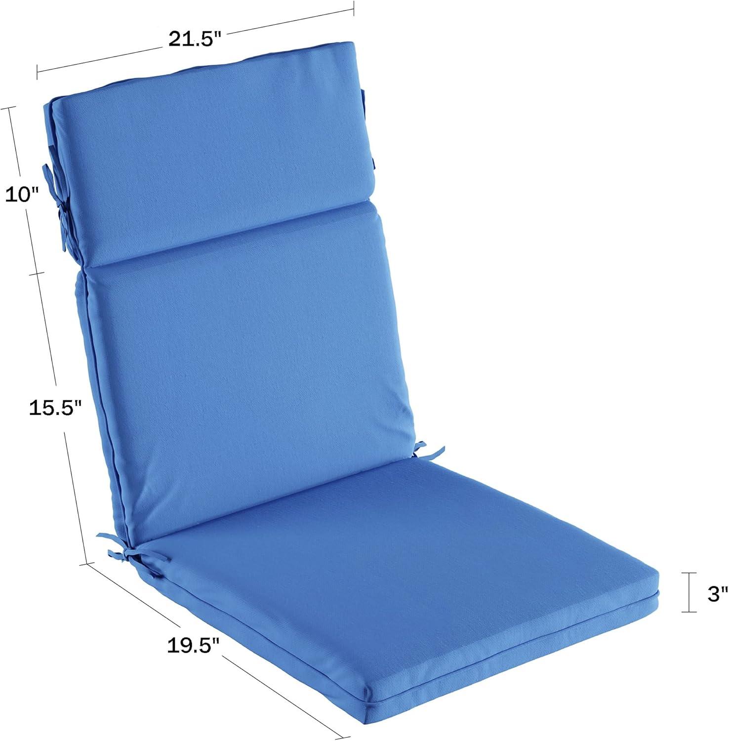 imageLavish Home HighBack Patio Cushion for Outdoor Furniture Adirondack Rocking or Dining Chairs Red Fabric with Piping ampamp Ties by LHC 1 Count Pack of 1Blue