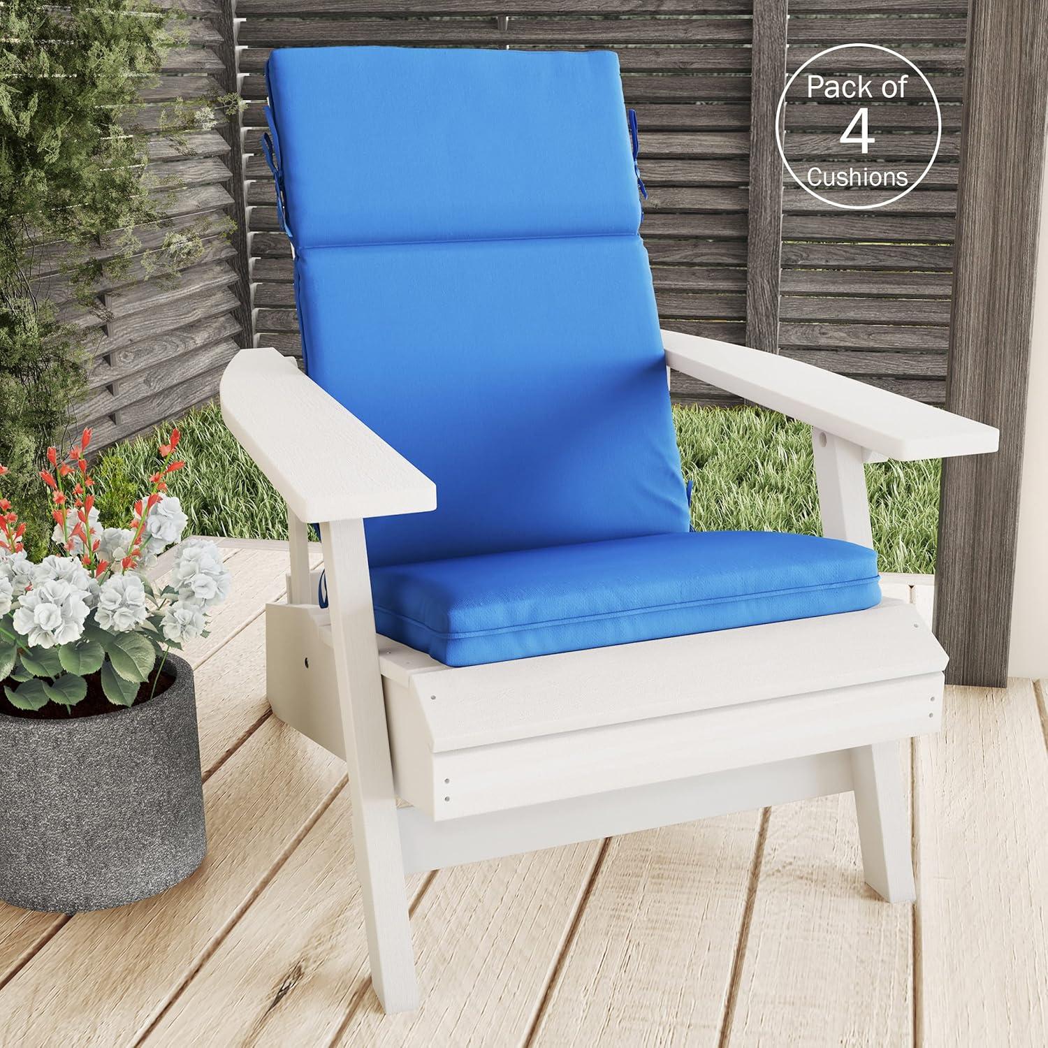 imageLavish Home HighBack Patio Cushion for Outdoor Furniture Adirondack Rocking or Dining Chairs Red Fabric with Piping ampamp Ties by LHC 1 Count Pack of 1Blue