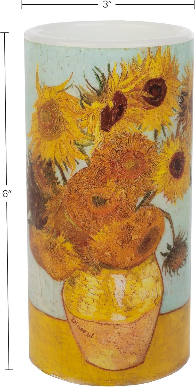 imageLavish Home LED Candle with Remote Van Gogh Sunflowers Battery Operated Candle with Realistic Flickering Light Flameless Candles for Home Dcor 6quot