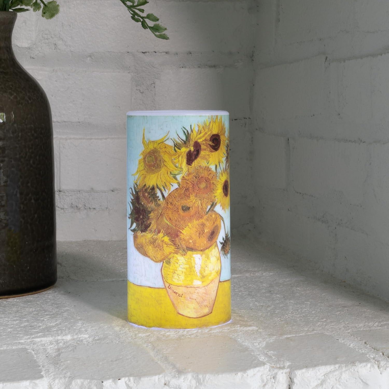 imageLavish Home LED Candle with Remote Van Gogh Sunflowers Battery Operated Candle with Realistic Flickering Light Flameless Candles for Home Dcor 6quot