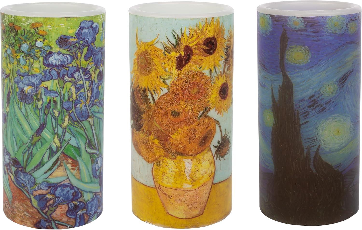 imageLavish Home LED Candle with Remote Van Gogh Sunflowers Battery Operated Candle with Realistic Flickering Light Flameless Candles for Home Dcor 6quot