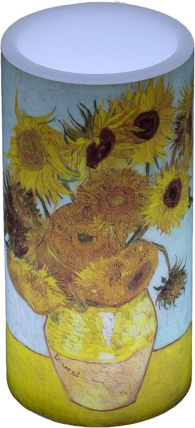 imageLavish Home LED Candle with Remote Van Gogh Sunflowers Battery Operated Candle with Realistic Flickering Light Flameless Candles for Home Dcor 6quot