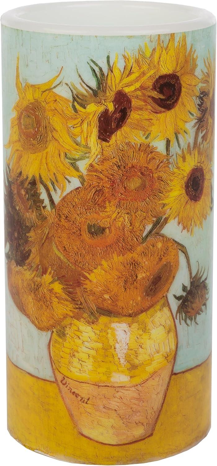 imageLavish Home LED Candle with Remote Van Gogh Sunflowers Battery Operated Candle with Realistic Flickering Light Flameless Candles for Home Dcor 6quot