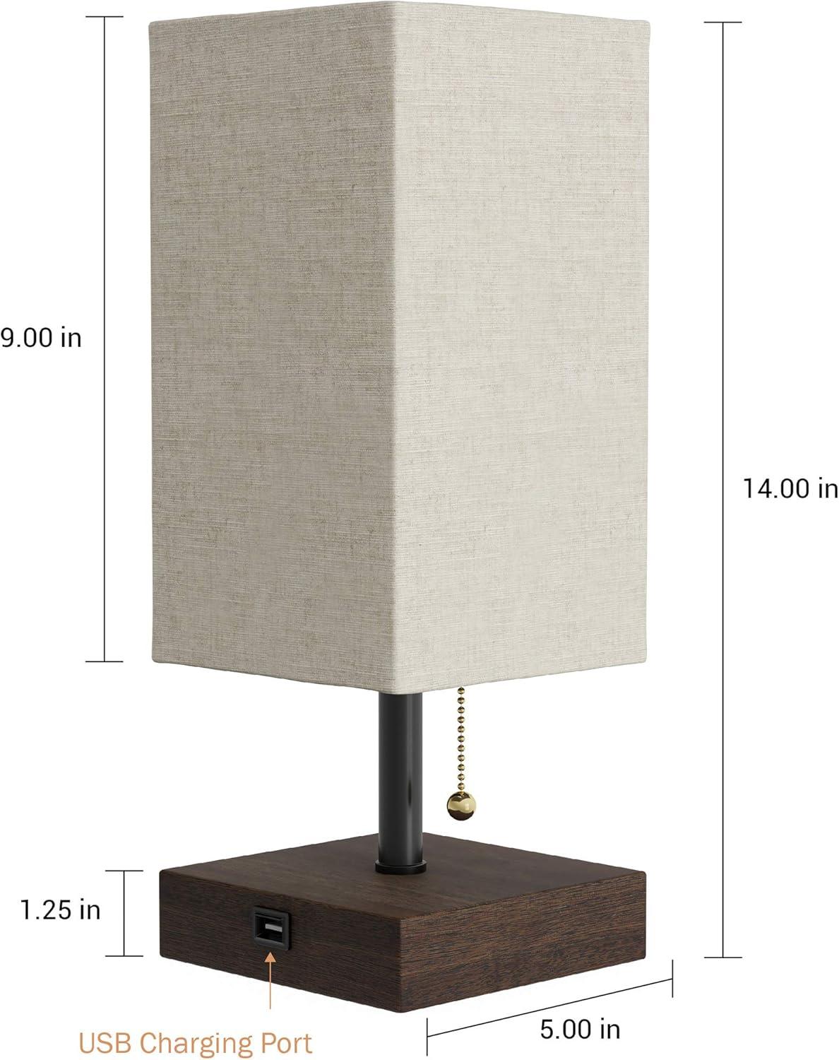 imageLavish Home LED Desk Lamp with USB Charging Port Small Bedside Table Light for Reading Bedroom Living or Dining Room Dorm Decor LinenBrown