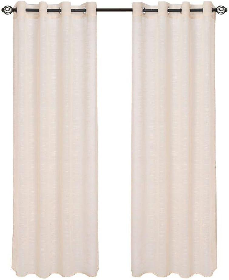 imageLavish Home Mia Jacquard Grommet Curtain Panel GreyBeige