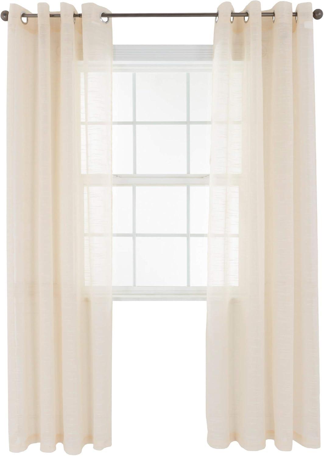 imageLavish Home Mia Jacquard Grommet Curtain Panel GreyBeige