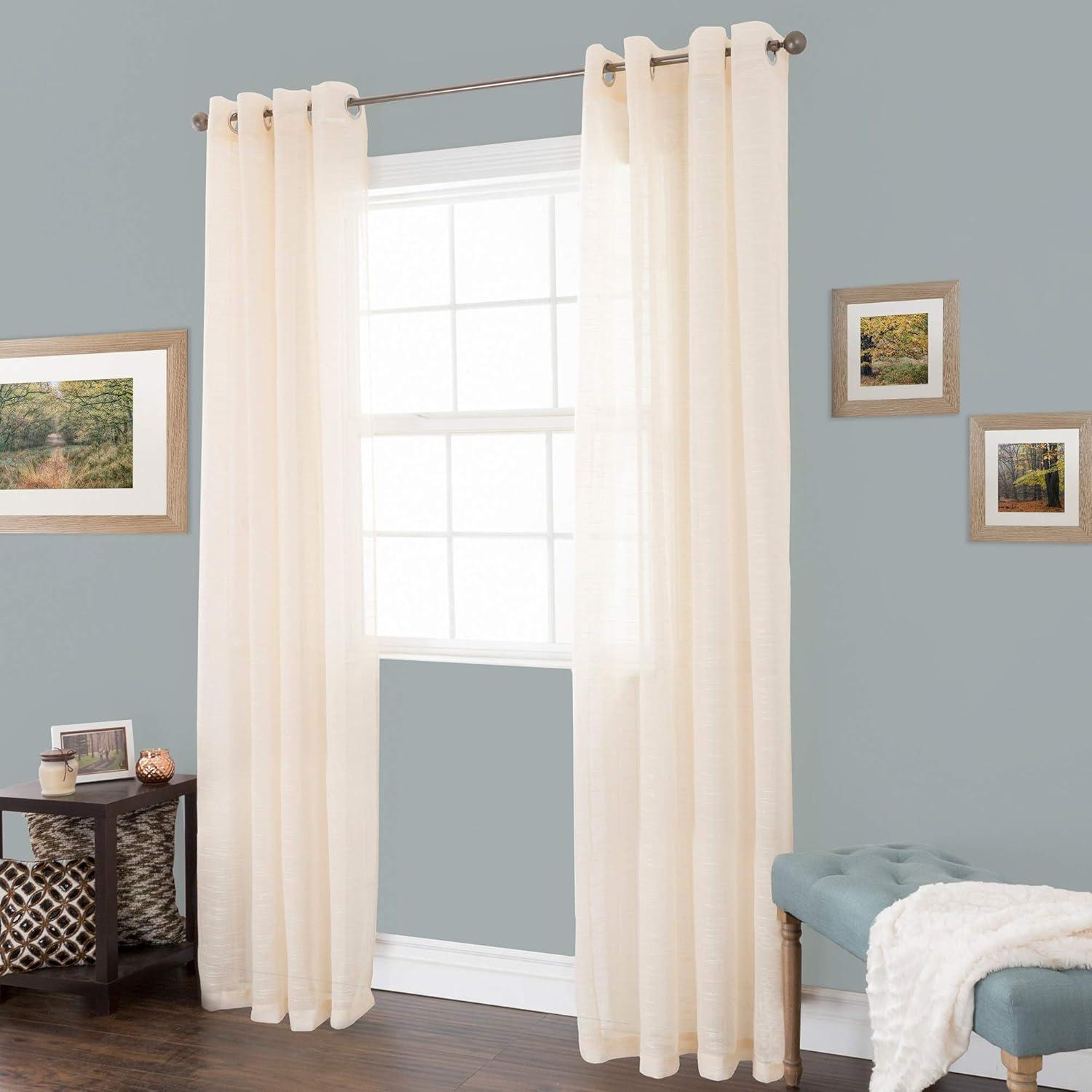 imageLavish Home Mia Jacquard Grommet Curtain Panel GreyBeige