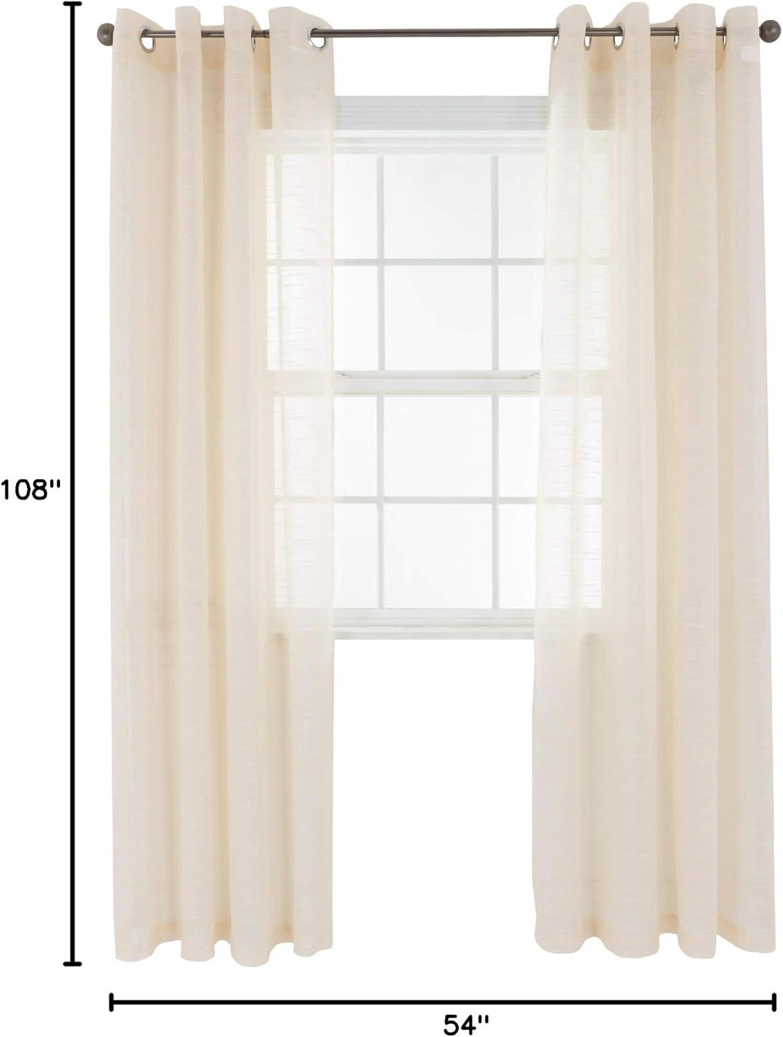 imageLavish Home Mia Jacquard Grommet Curtain Panel GreyBeige
