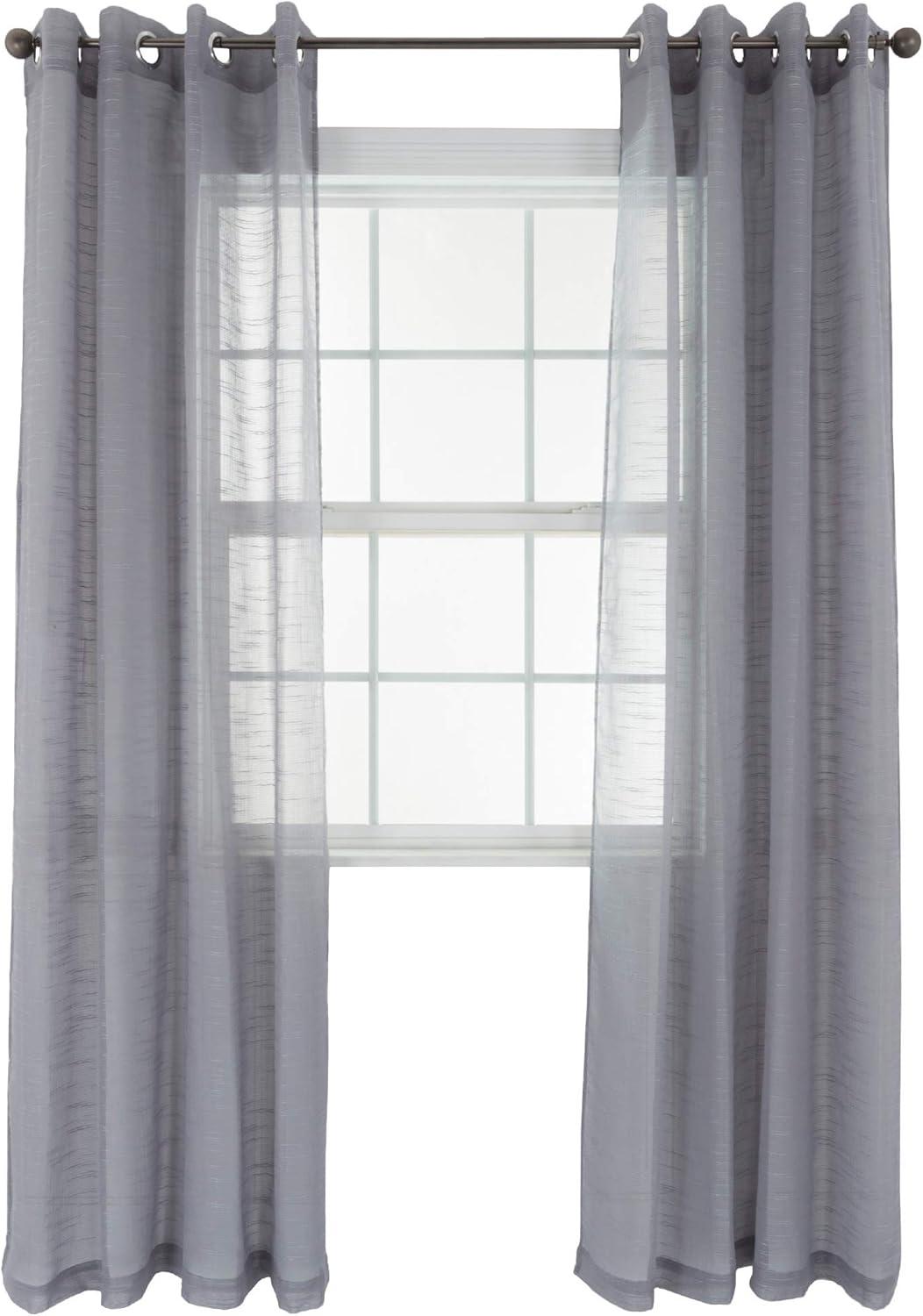 imageLavish Home Mia Jacquard Grommet Curtain Panel GreyGrey
