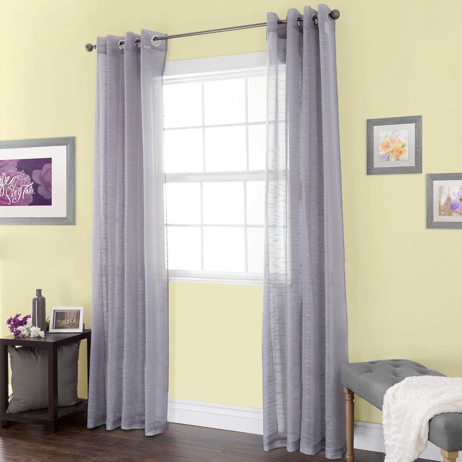 imageLavish Home Mia Jacquard Grommet Curtain Panel GreyGrey