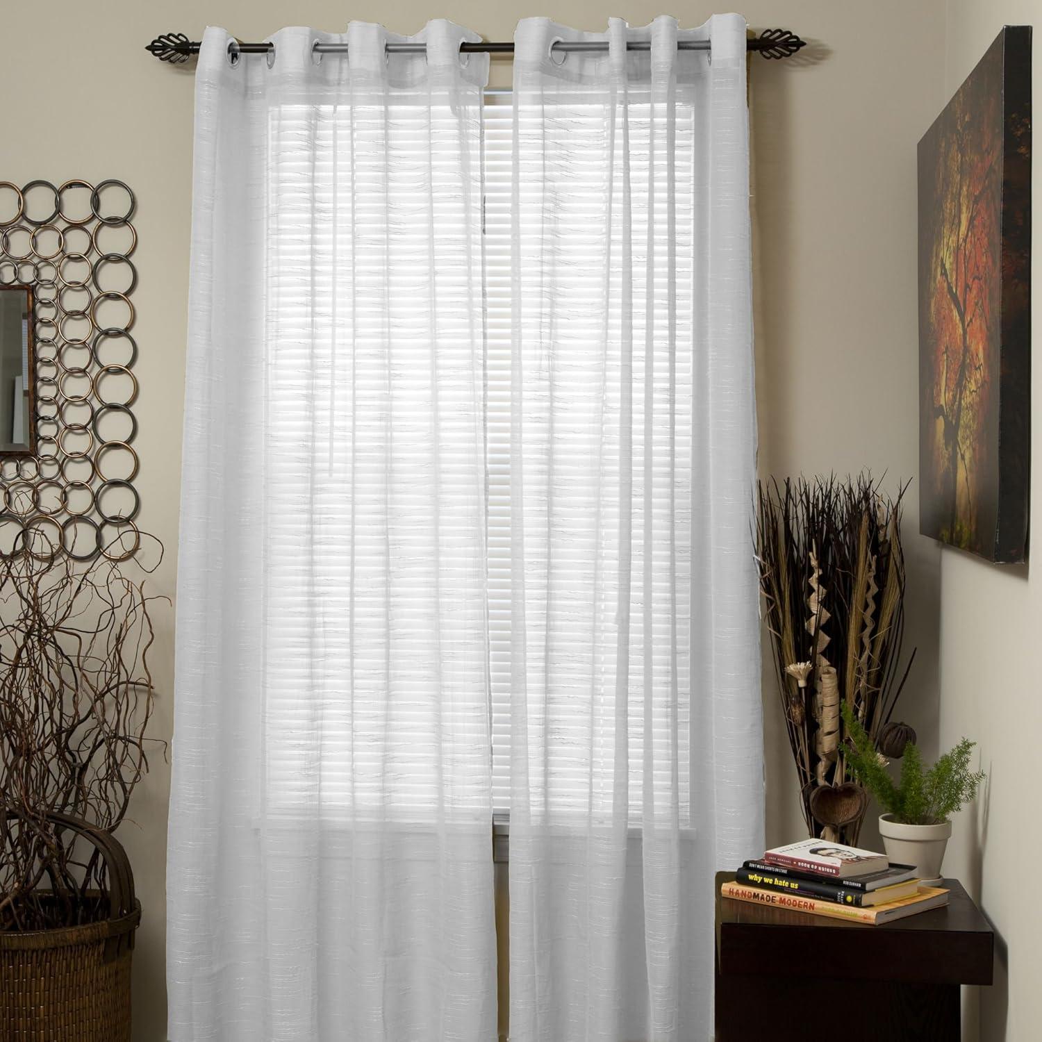 imageLavish Home Mia Jacquard Grommet Curtain Panel GreyWhite
