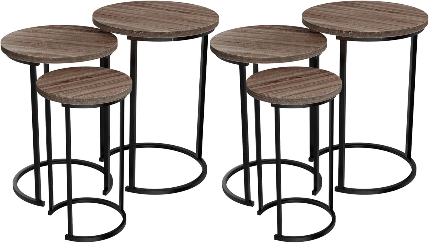 imageLavish Home Nesting Tables Set of 3 Round Side Tables for Living Room Bedroom or Home Office Faux Marble End Table Set Modern Living Room Furniture WhiteGraybrown