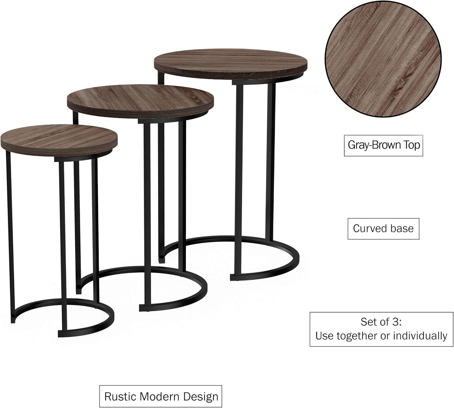 imageLavish Home Nesting Tables Set of 3 Round Side Tables for Living Room Bedroom or Home Office Faux Marble End Table Set Modern Living Room Furniture WhiteGraybrown