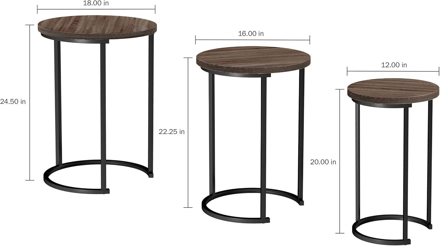 imageLavish Home Nesting Tables Set of 3 Round Side Tables for Living Room Bedroom or Home Office Faux Marble End Table Set Modern Living Room Furniture WhiteGraybrown