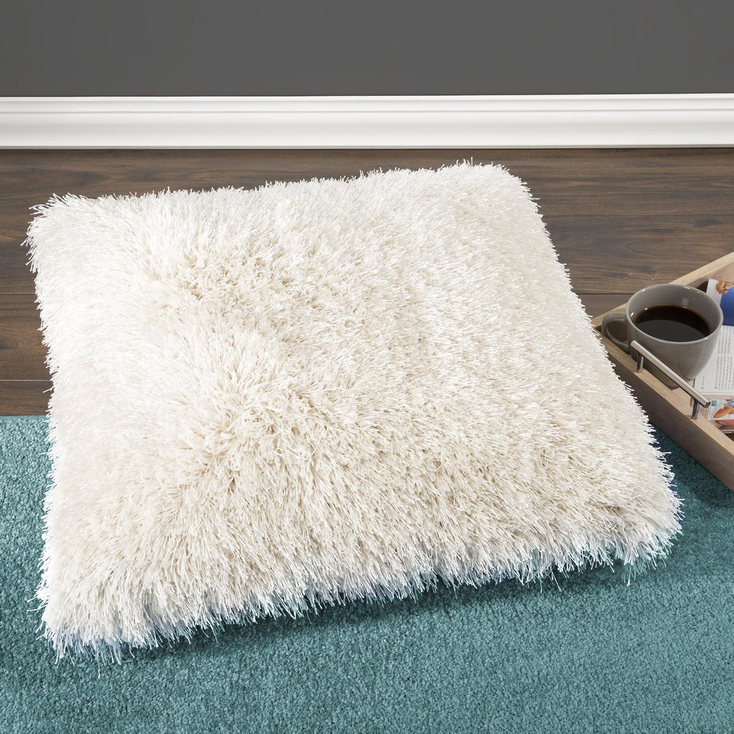 imageLavish Home Oversized Floor or Throw Pillow Square Luxury Plush Shag Faux Fur Glam Decor Cushion for Bedroom Living Room or Dorm MochaBeige