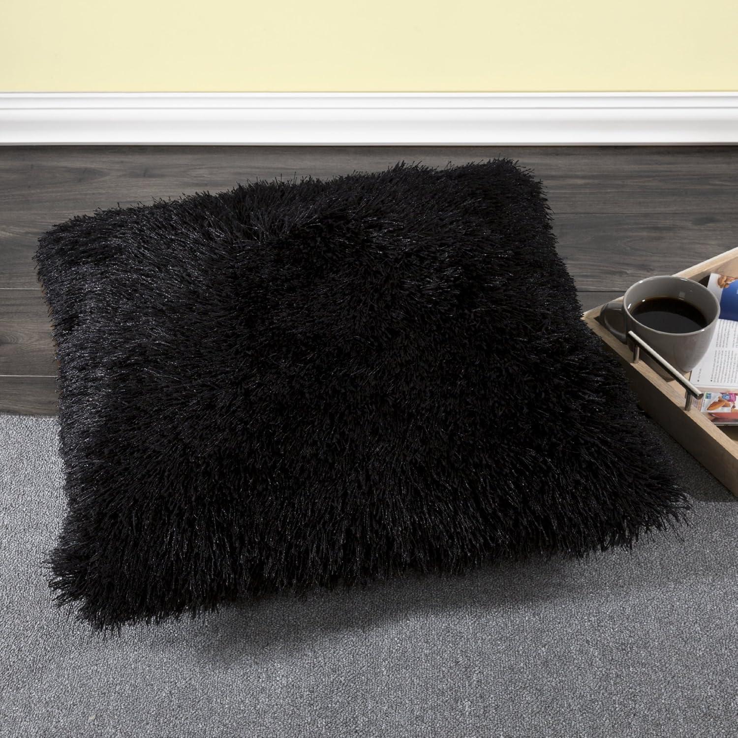 imageLavish Home Oversized Floor or Throw Pillow Square Luxury Plush Shag Faux Fur Glam Decor Cushion for Bedroom Living Room or Dorm MochaBlack