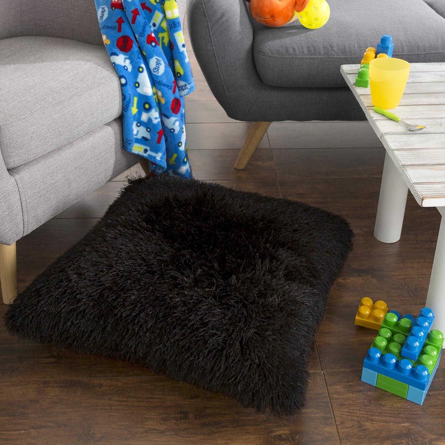 imageLavish Home Oversized Floor or Throw Pillow Square Luxury Plush Shag Faux Fur Glam Decor Cushion for Bedroom Living Room or Dorm MochaBlack