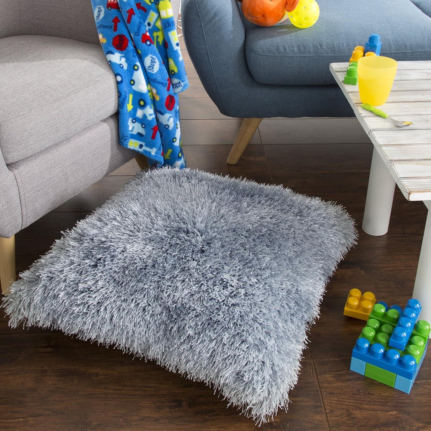 imageLavish Home Oversized Floor or Throw Pillow Square Luxury Plush Shag Faux Fur Glam Decor Cushion for Bedroom Living Room or Dorm MochaBlue