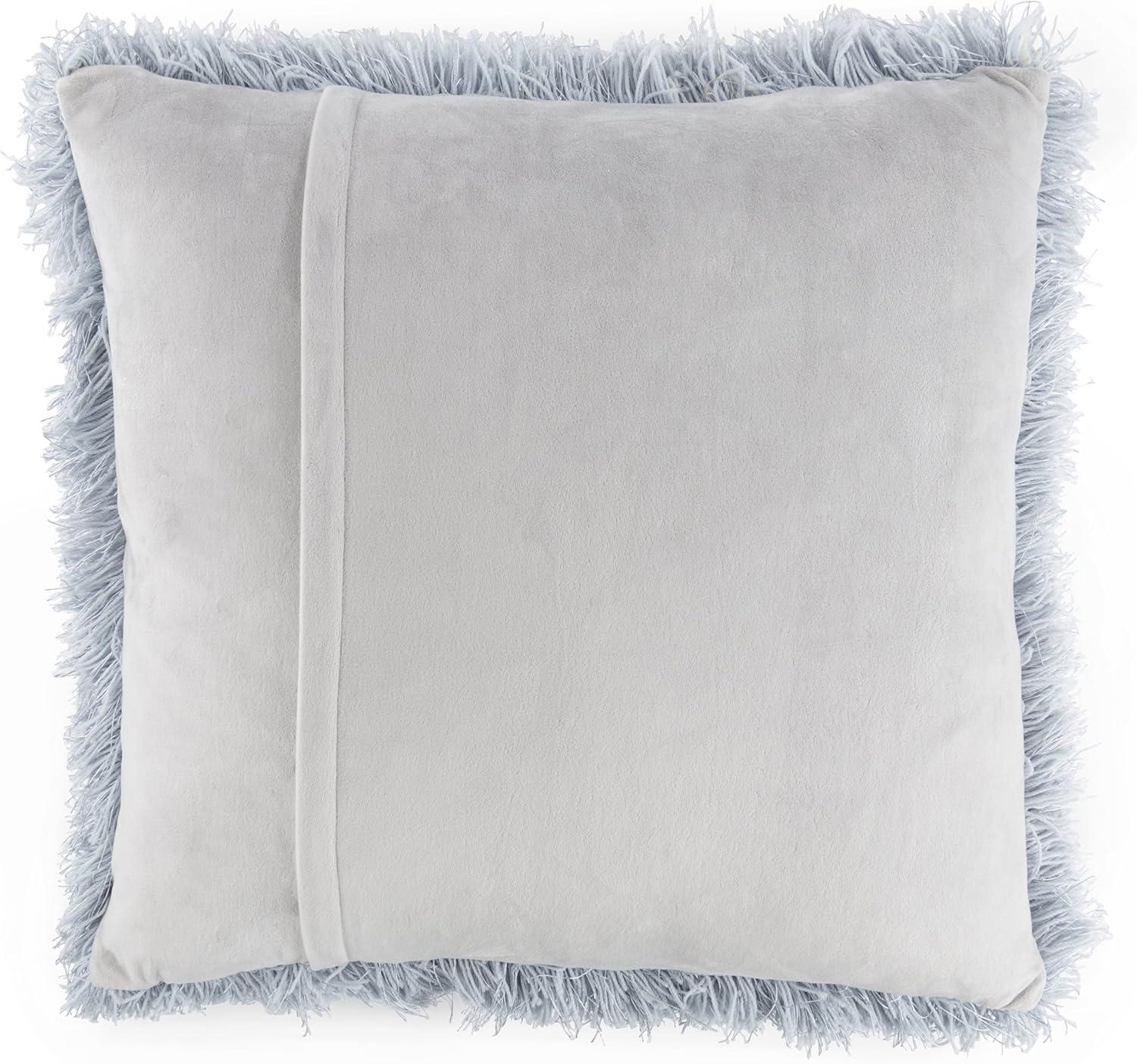 imageLavish Home Oversized Floor or Throw Pillow Square Luxury Plush Shag Faux Fur Glam Decor Cushion for Bedroom Living Room or Dorm MochaBlue