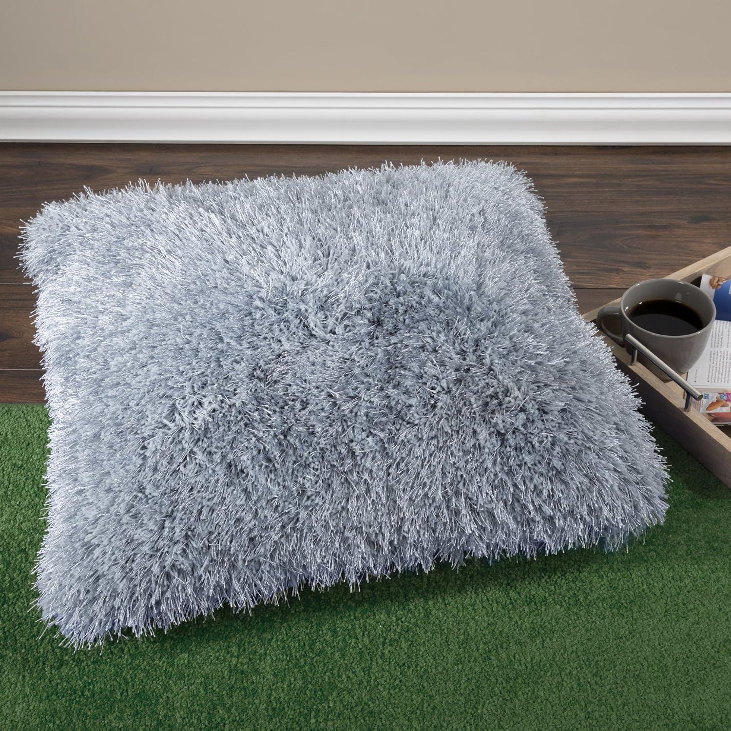 imageLavish Home Oversized Floor or Throw Pillow Square Luxury Plush Shag Faux Fur Glam Decor Cushion for Bedroom Living Room or Dorm MochaBlue