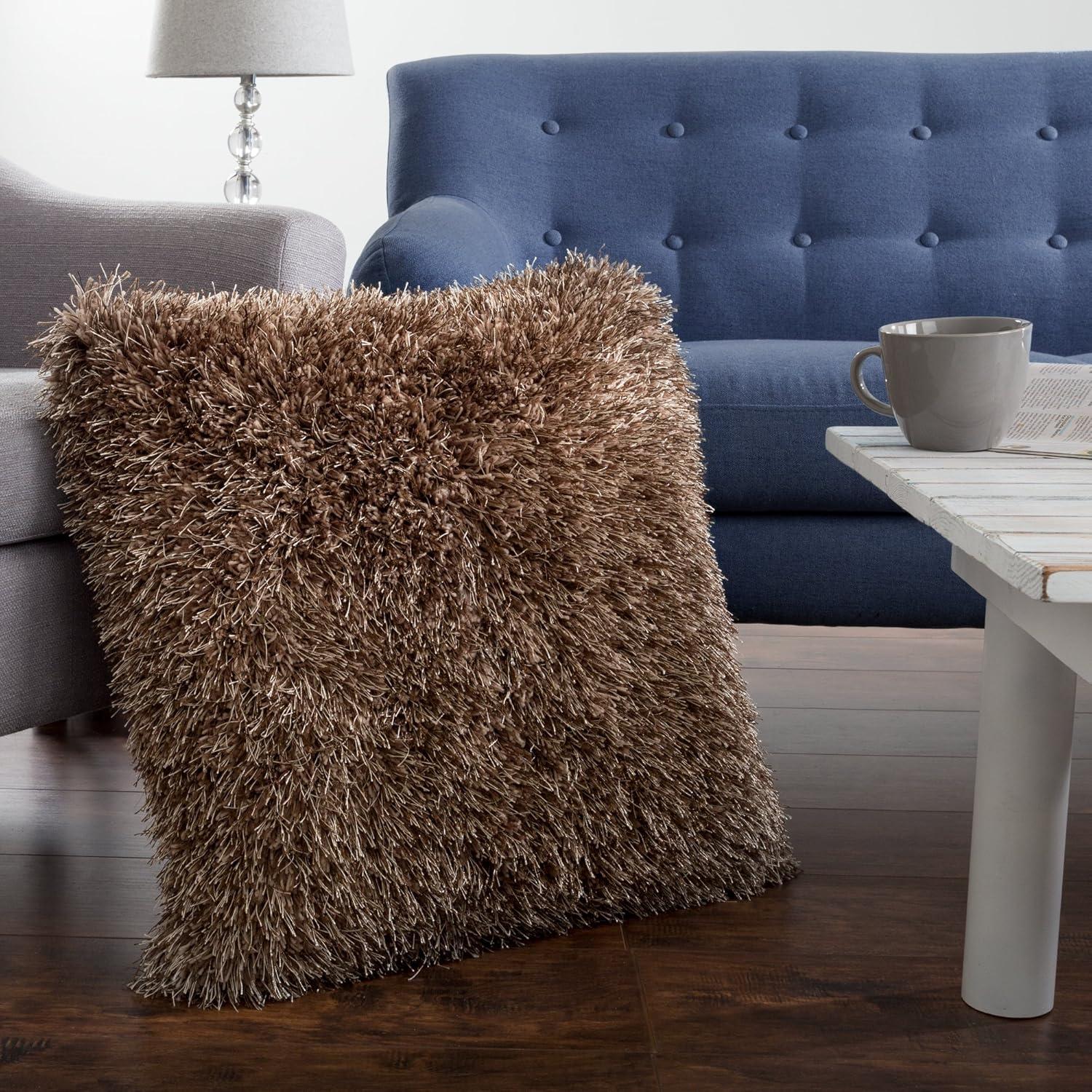 imageLavish Home Oversized Floor or Throw Pillow Square Luxury Plush Shag Faux Fur Glam Decor Cushion for Bedroom Living Room or Dorm MochaMocha