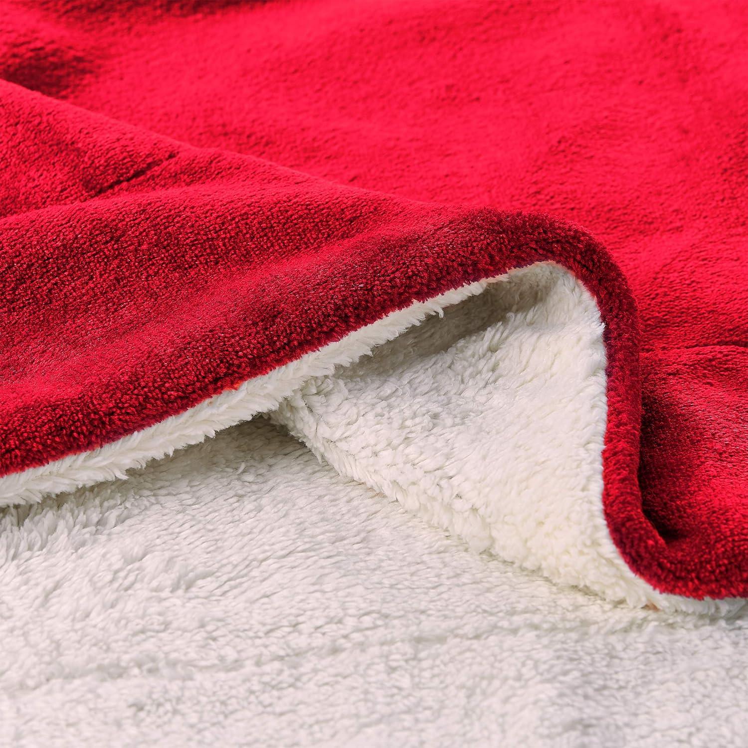 imageLavish Home Poly Fleece Sherpa Oversized Plush Woven Polyester Sherpa Fleece Solid Color Throw Breathable and Machine Washable in Vineyard and White