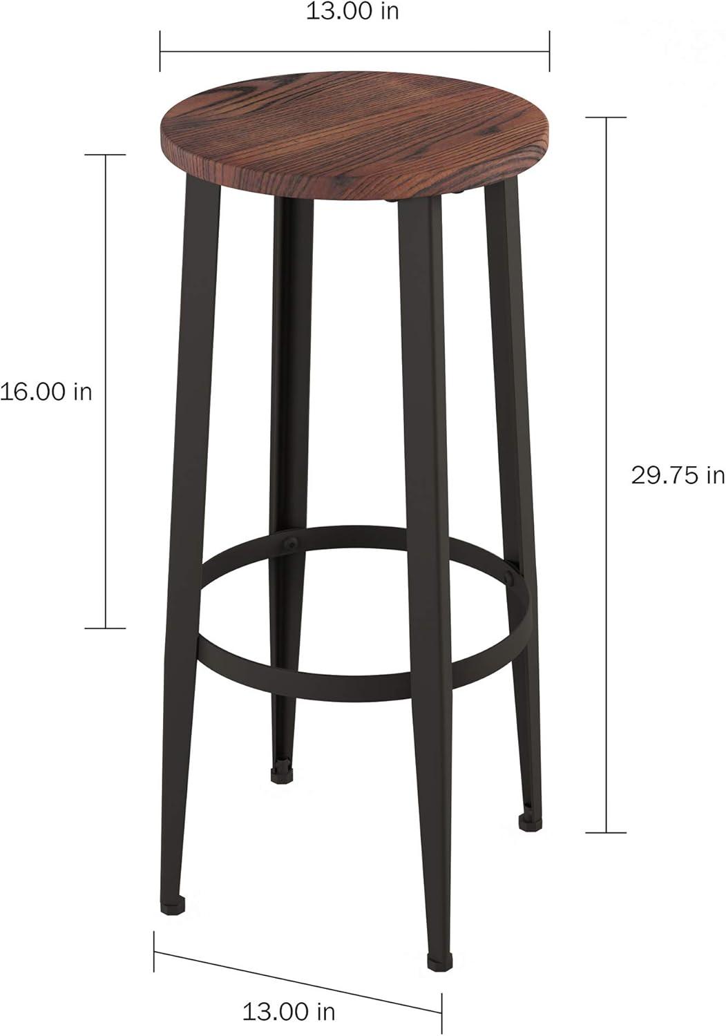 imageLavish Home Set of 2 CounterHeight Bar Stools Modern Backless Seating Set with Metal Bases and Wood Seats for Kitchens or Dining Rooms Brown2975 Height