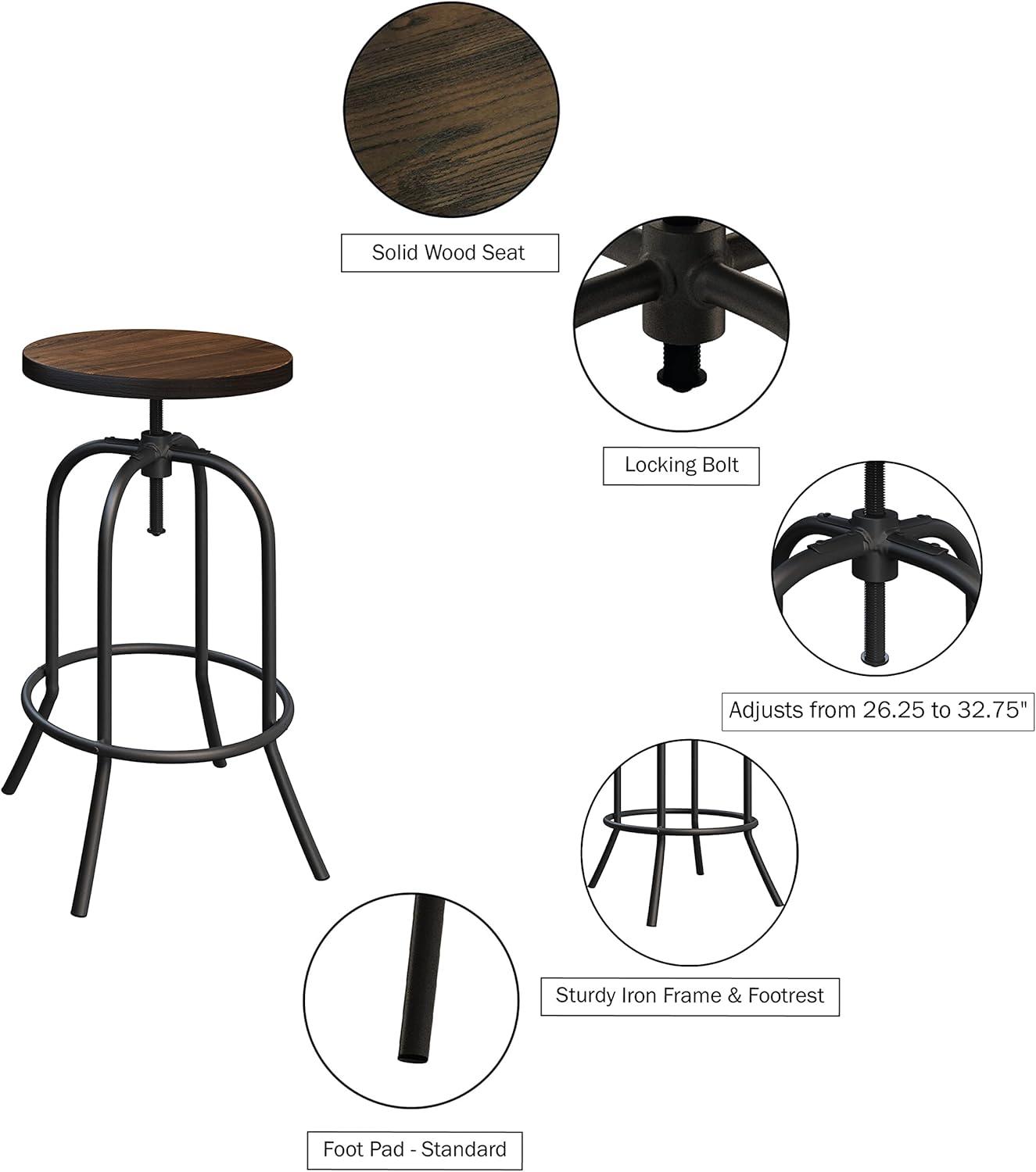 imageLavish Home Set of 2 CounterHeight Bar Stools 295 Inches Round Wood Barstools with Hairpin Legs for Kitchen or Dining Room Modern Farmhouse FurnitureRounded Frame