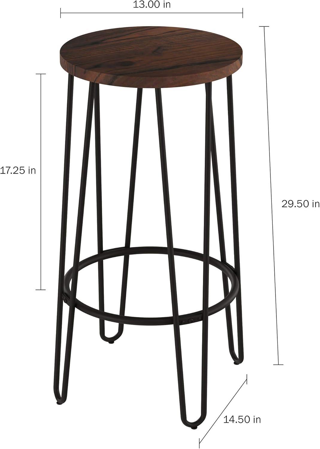 imageLavish Home Set of 2 CounterHeight Bar Stools 295 Inches Round Wood Barstools with Hairpin Legs for Kitchen or Dining Room Modern Farmhouse FurnitureRounded Frame Set of 2