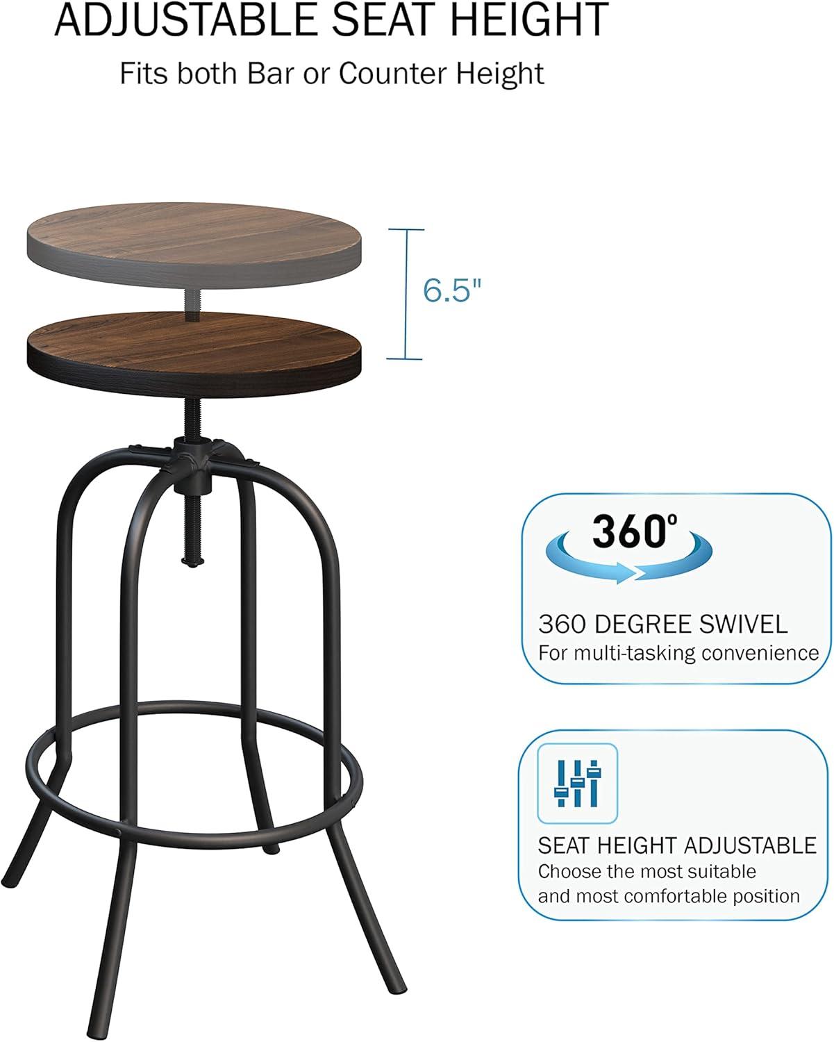 imageLavish Home Set of 2 CounterHeight Bar Stools 295 Inches Round Wood Barstools with Hairpin Legs for Kitchen or Dining Room Modern Farmhouse FurnitureRounded Frame