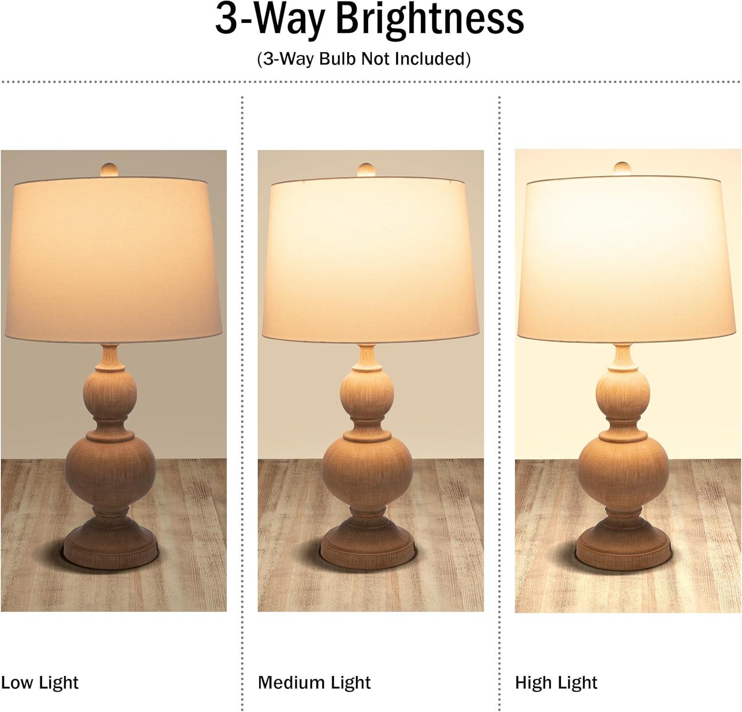 imageLavish Home Set of 2 Table Lamps Lamps with USB Charging Ports and LED Bulbs Included for Living Room Office or Bedroom Decor Whitewash