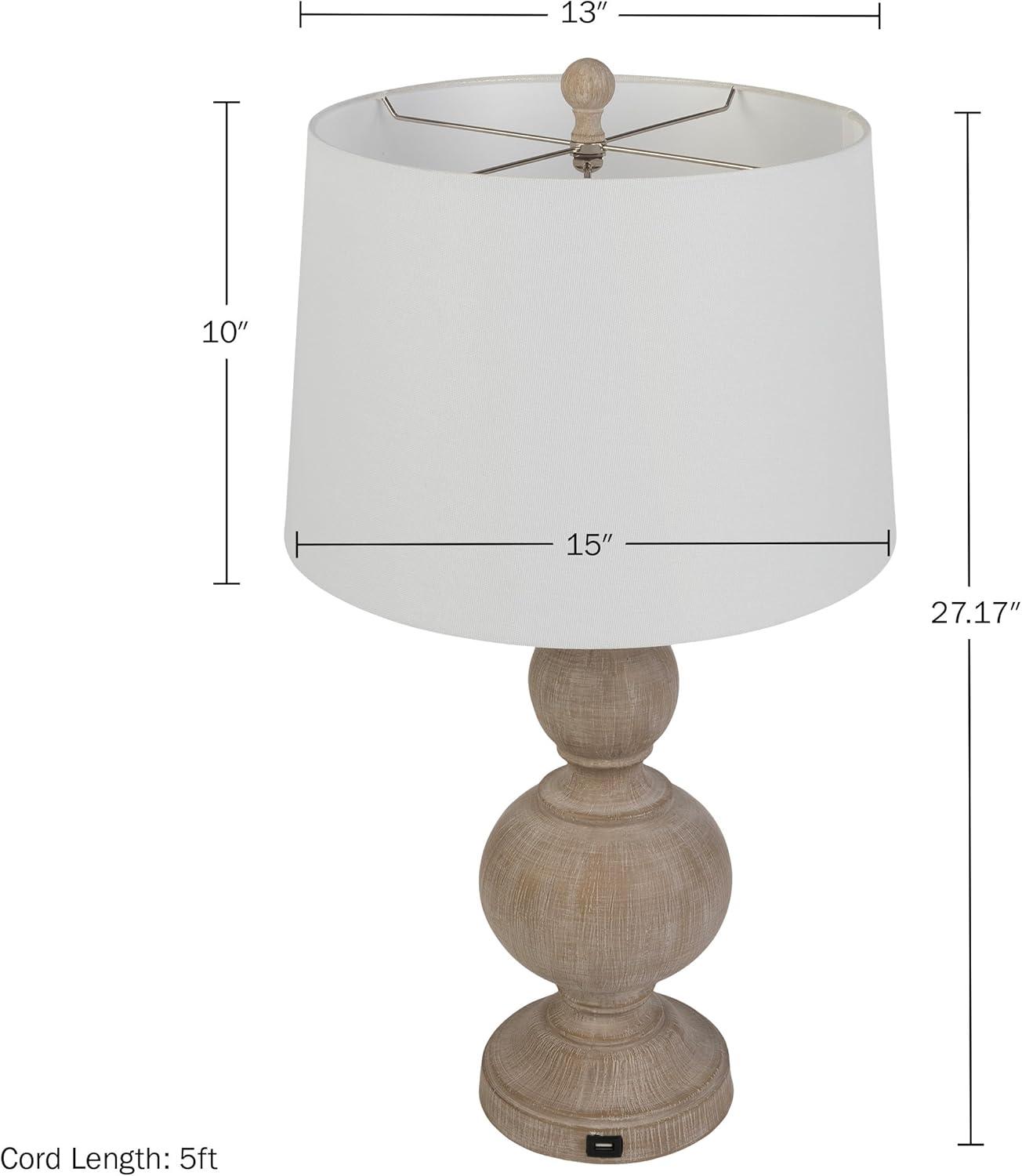 imageLavish Home Set of 2 Table Lamps Lamps with USB Charging Ports and LED Bulbs Included for Living Room Office or Bedroom Decor Whitewash