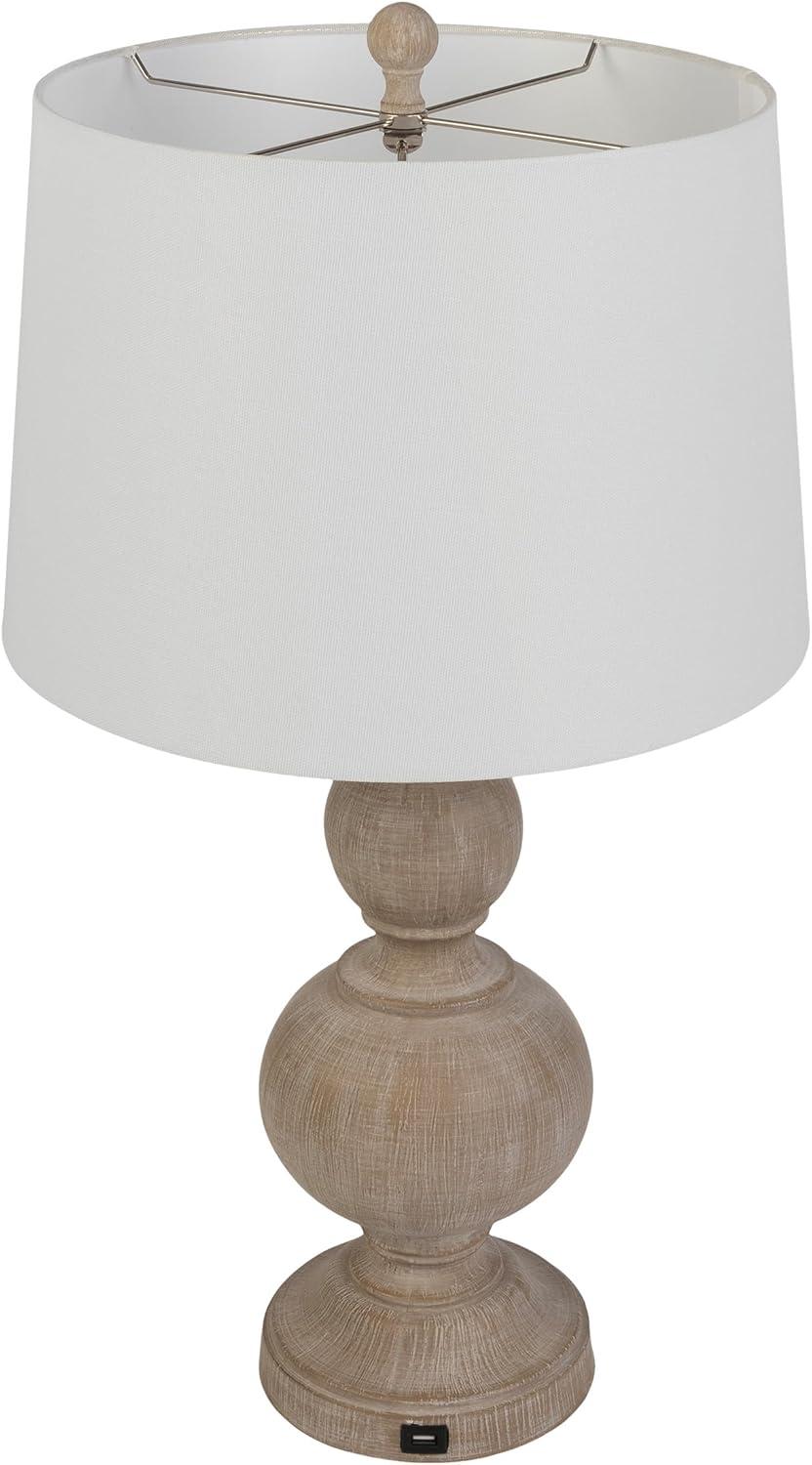 imageLavish Home Set of 2 Table Lamps Lamps with USB Charging Ports and LED Bulbs Included for Living Room Office or Bedroom Decor Whitewash