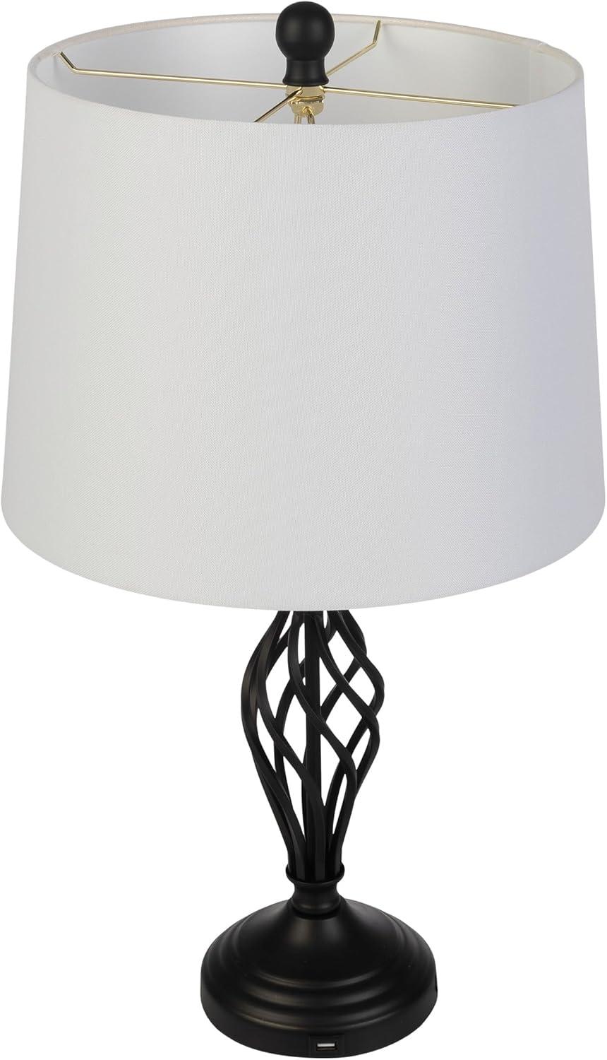 imageLavish Home Set of 2 Table Lamps Modern Lamps with USB Charging Ports and LED Bulbs for Living Room Office or Bedroom Decor BlackBlack
