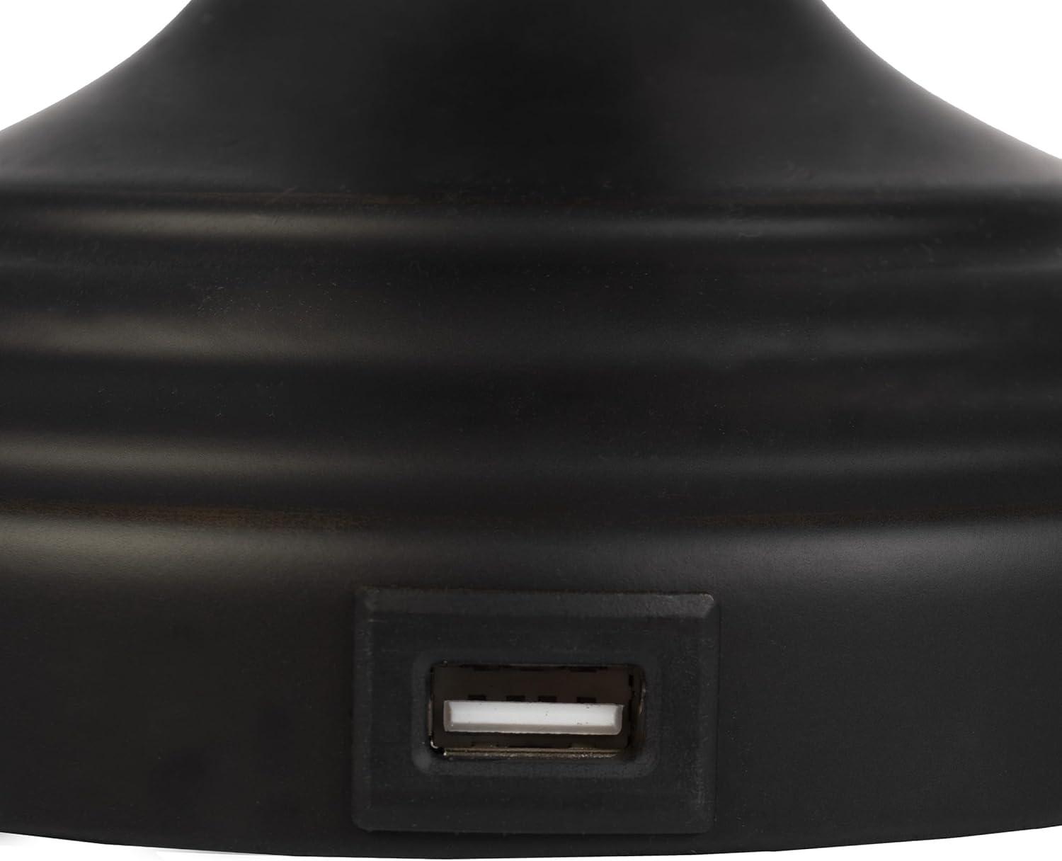 imageLavish Home Set of 2 Table Lamps Modern Lamps with USB Charging Ports and LED Bulbs for Living Room Office or Bedroom Decor BlackBlack