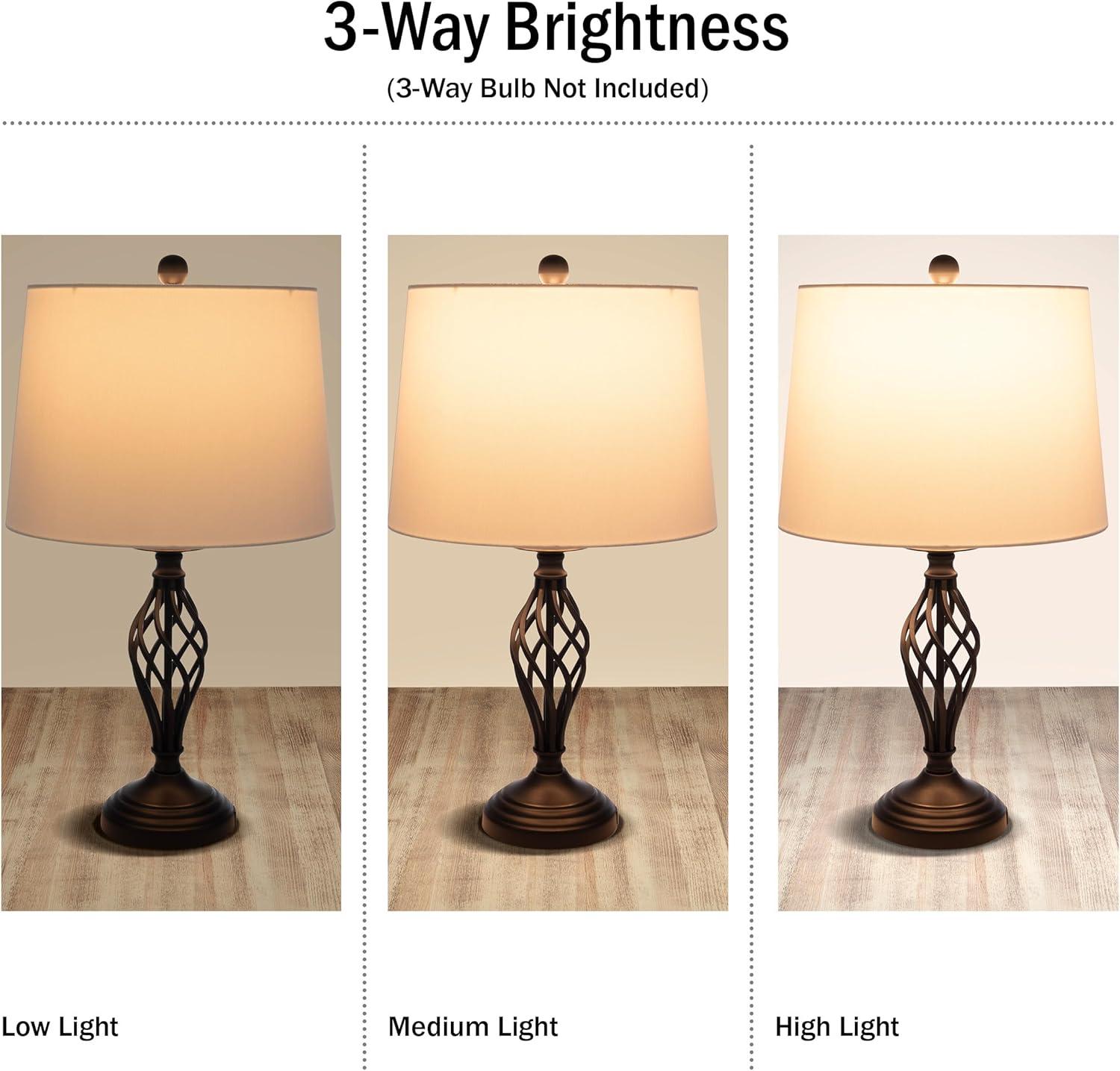 imageLavish Home Set of 2 Table Lamps Modern Lamps with USB Charging Ports and LED Bulbs for Living Room Office or Bedroom Decor BlackBlack