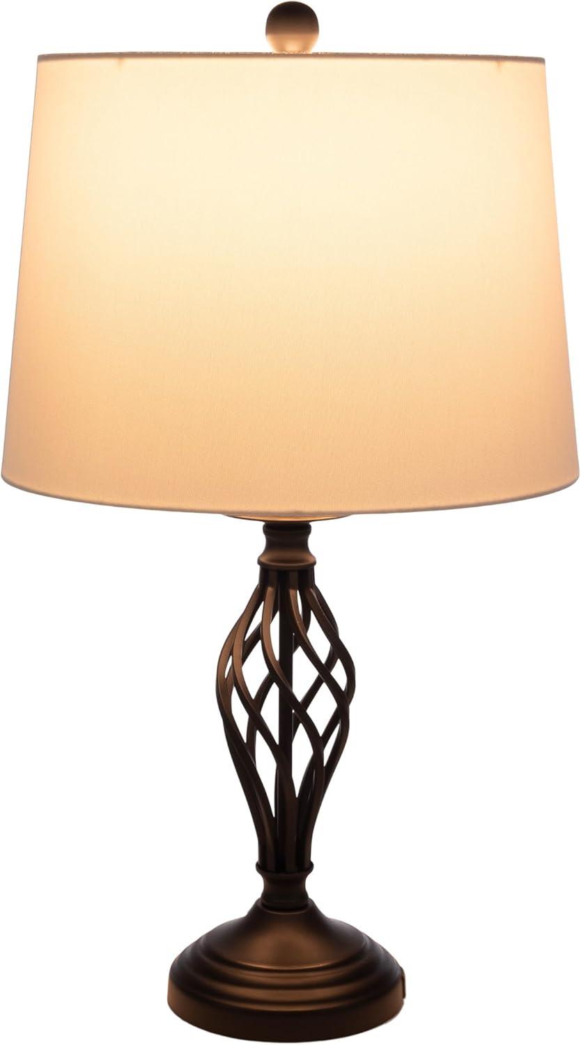 imageLavish Home Set of 2 Table Lamps Modern Lamps with USB Charging Ports and LED Bulbs for Living Room Office or Bedroom Decor BlackBlack