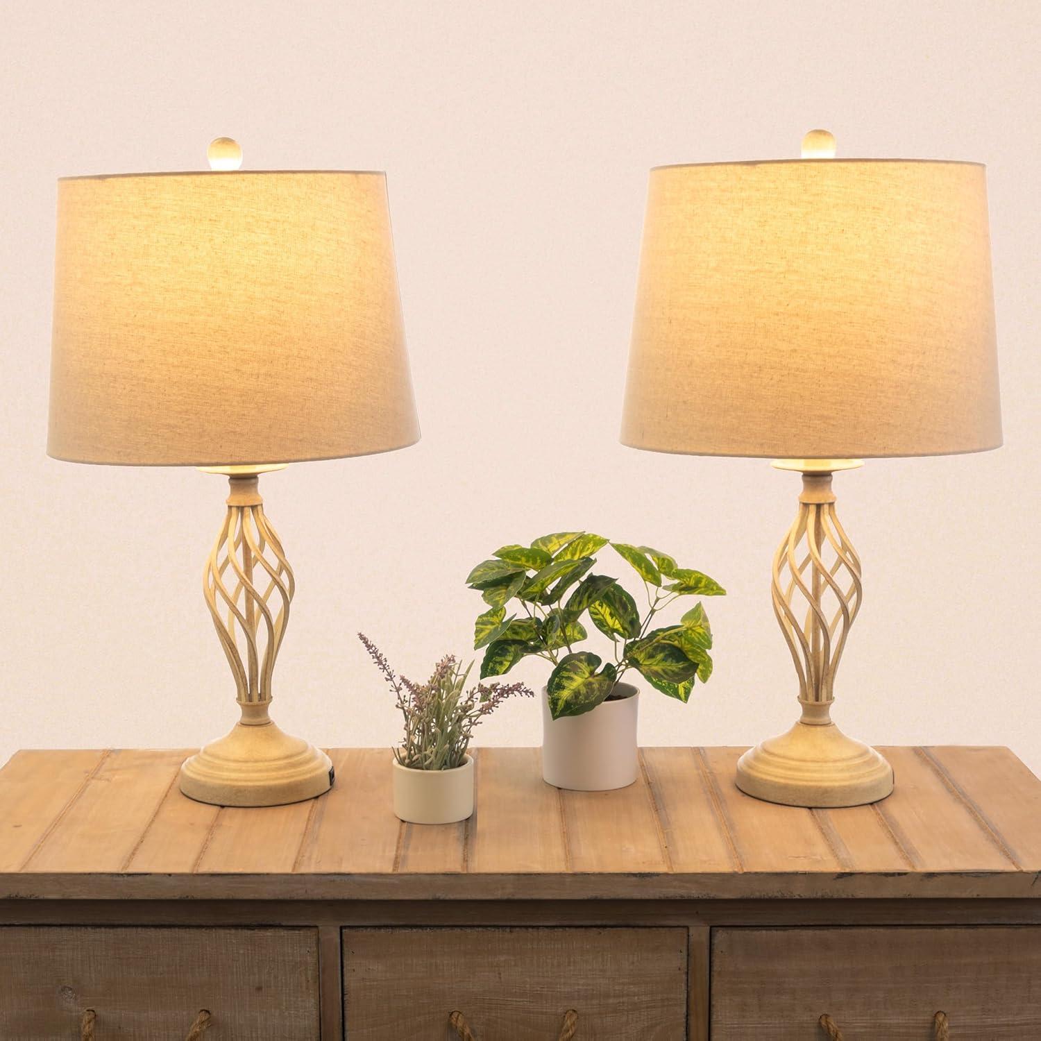 imageLavish Home Set of 2 Table Lamps Modern Lamps with USB Charging Ports and LED Bulbs for Living Room Office or Bedroom Decor BlackSand